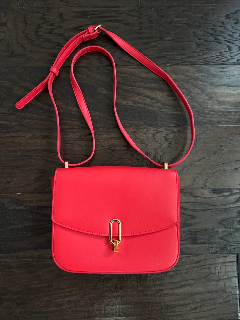 a new day Red Crossbody Red Vegan Leather with Gold Hardware